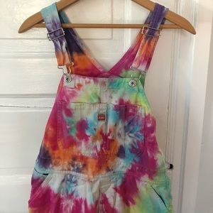 Vintage Tie Dye Overalls Rainbow Colorful Festival